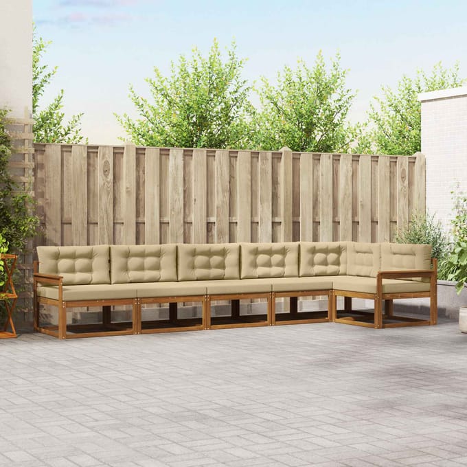 vidaXL - Buiten - bank - set - 6 - st - Natuurlijk - en - Beige
