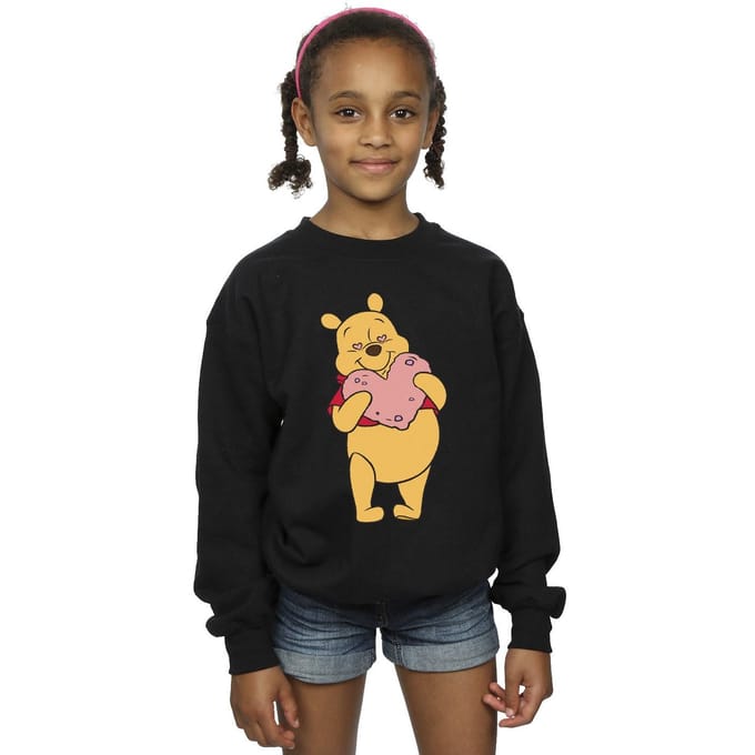 Disney Meisjes Winnie The Pooh Sweatshirt met hartjesogen (Zwart)