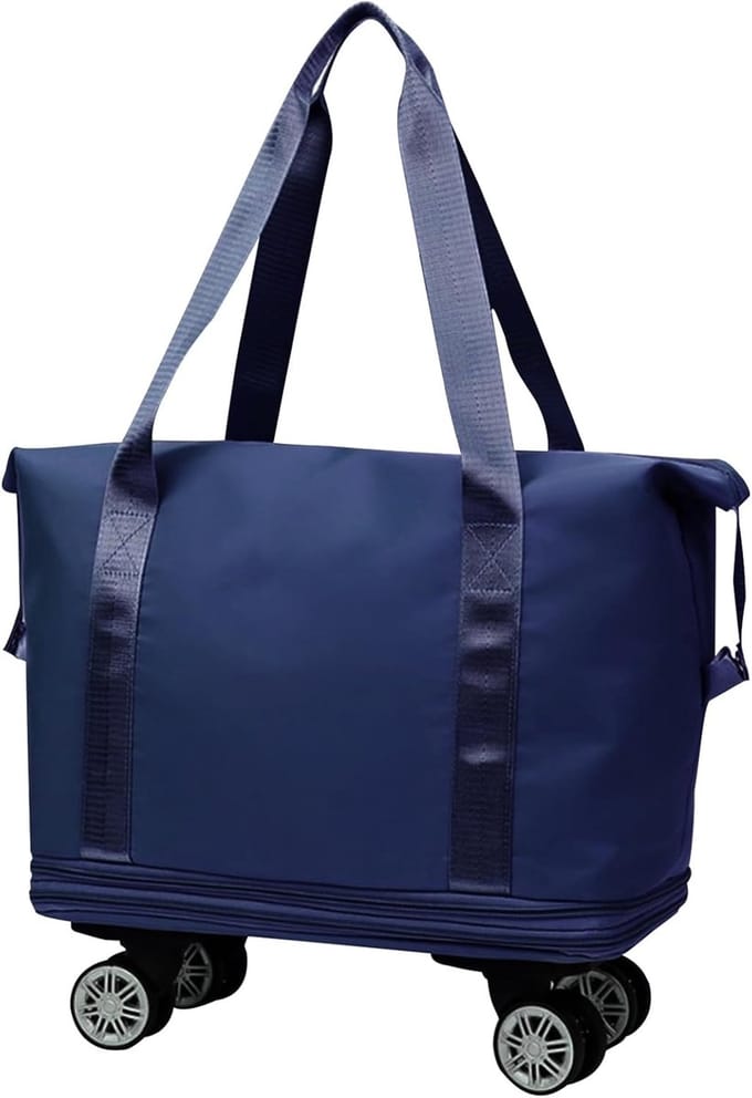 Reis Duffle Bag - Bagage met Wielen - Weekend Trips - Uitbreidbare Capaciteit - 58x32x11 cm - Donkerblauw