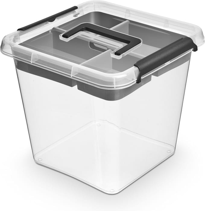 Opberg box - 4 Liter - Opbergdoos - Transparant/Grijs