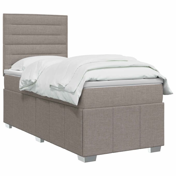 vidaXL - LED - Boxspringbed - met - Matras - Taupe - 100 - x - 200 - cm - Stof