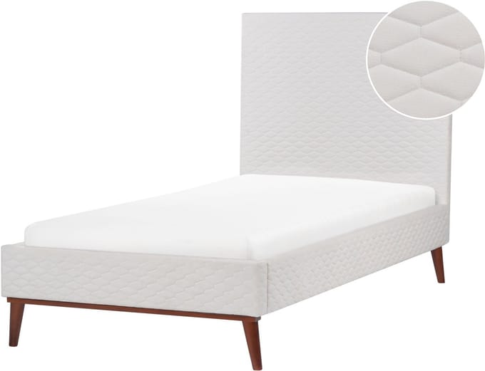 BAYONNE - Eenpersoonsbed - Gebroken wit - 90 x 200 cm - Fluweel