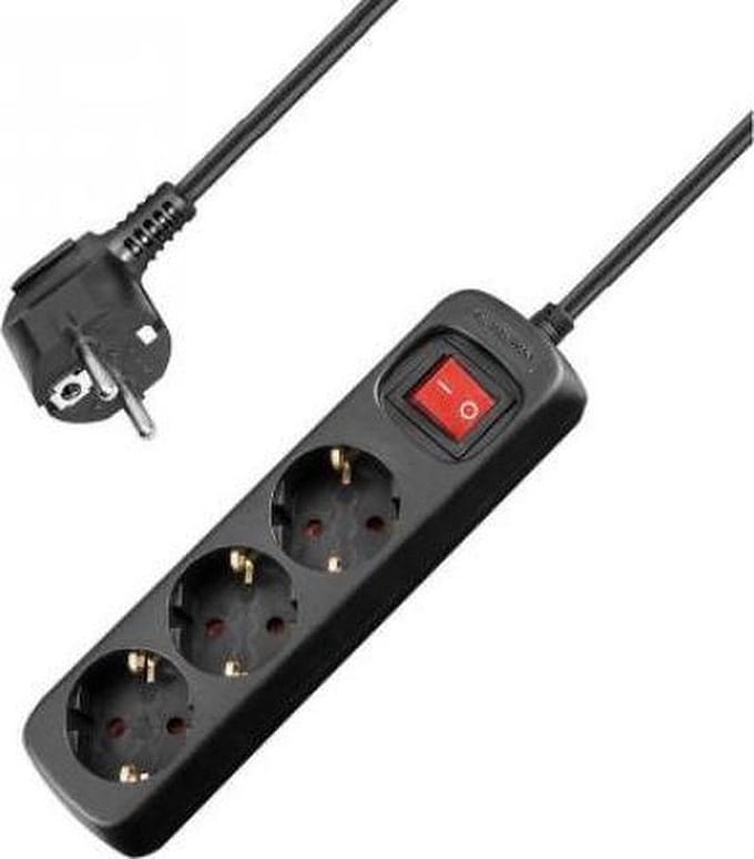Allteq - Stekkerdoos met schakelaar - 3-voudig - 15 meter - Zwart