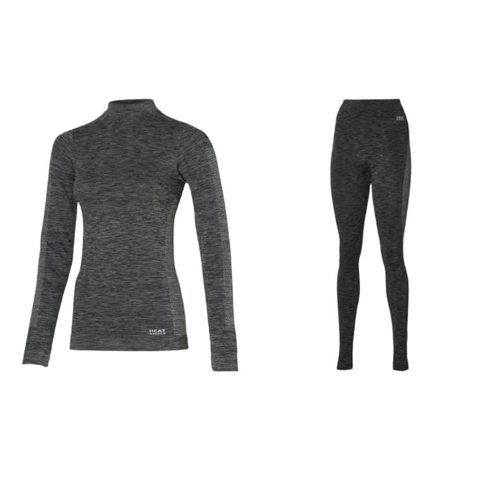 Heatkeeper - Premium thermo broek/shirt dames - Set - Maat L - Zwart - 4 x broek/shirt