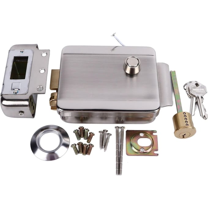 Serrure de porte à commande électrique pour sonnette, interphone, système de sécurité de contrôle d'accès pour la maison 12 V gray
