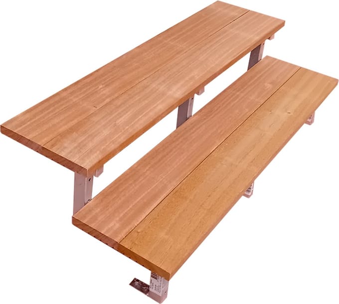 BALI Stalen buitentrap H37cm - 2 treden hardhout - breedte 120cm