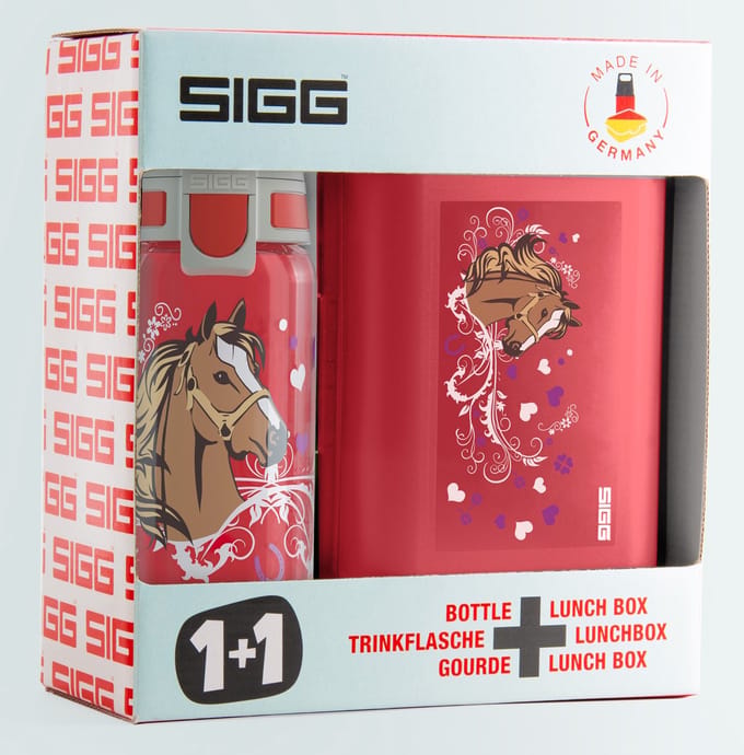 SIGG Schoolset paarden - drinkfles en lunchbox - BPA-vrij - multicolor.