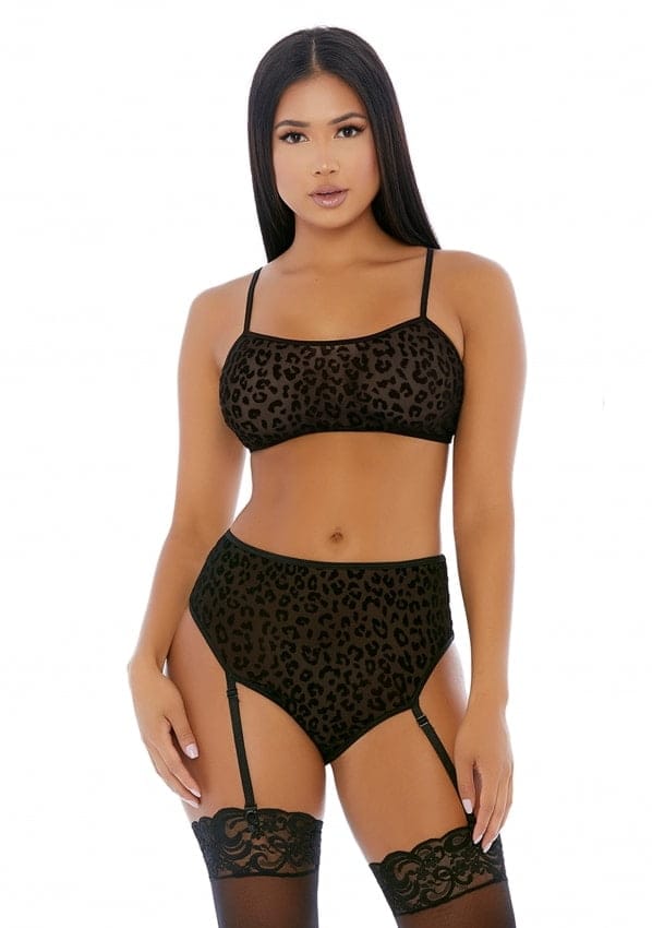 Forplay - Lustful Leopard Cami Lingerie Set - Zwart