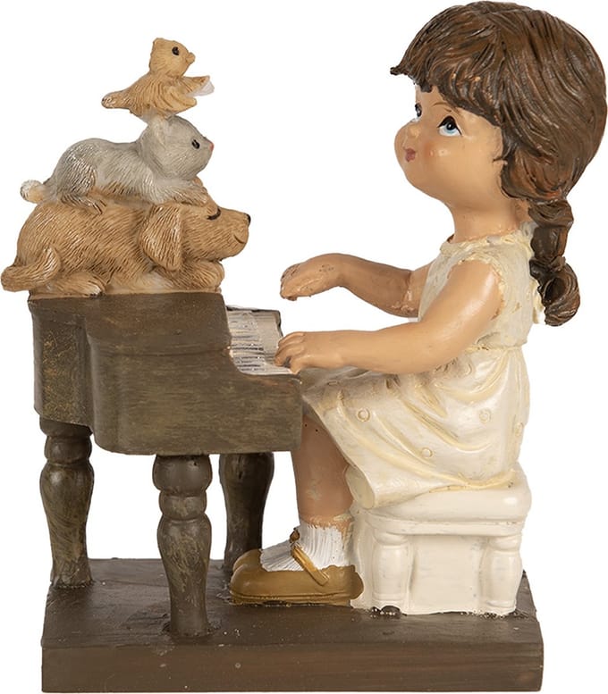 Clayre & Eef Beeld Meisje 10 cm Bruin Polyresin