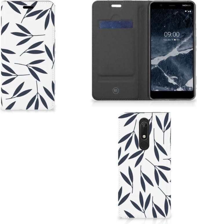 Standcase Hoesje voor Nokia 5.1 (2018) Smart Cover Leaves Blue