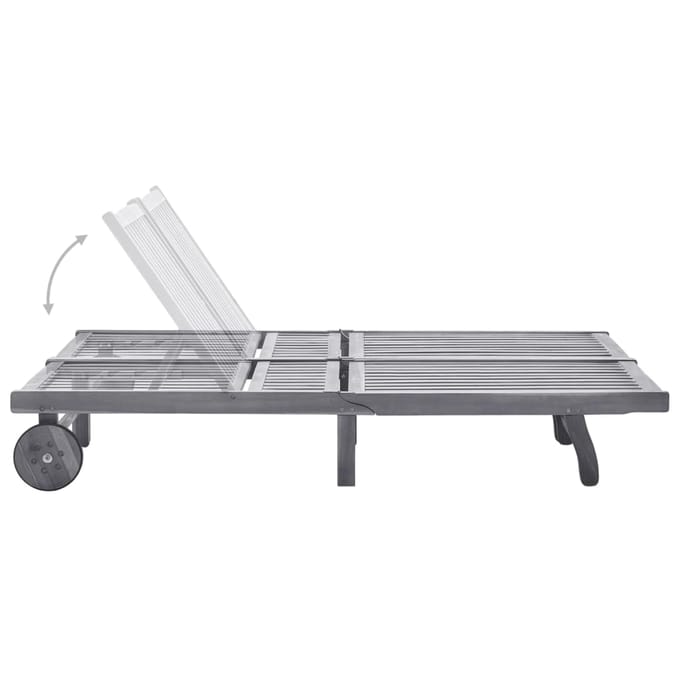 vidaXL - Ligbed - 2-persoons - met - kussens - massief - acaciahout - grijs