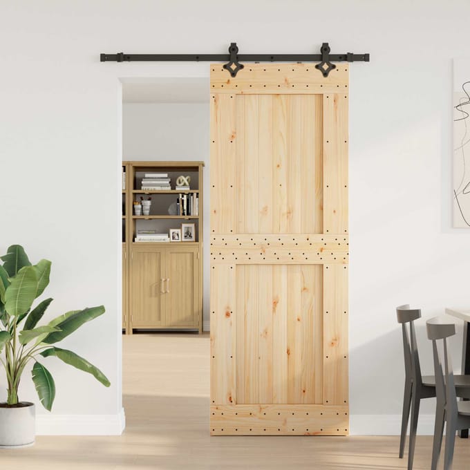 vidaXL - Schuifdeur - NARVIK - Naturel - en - Zwart - 85 - x - 210 - cm - (152,5 - cm)
