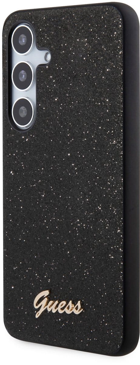 Hoes voor Samsung Galaxy S24 S921, Guess, Glitter Script, Zwart