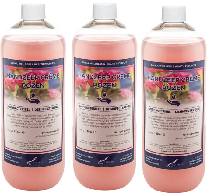 Handzeep Creme Rozen 1 liter - set van 3 stuks