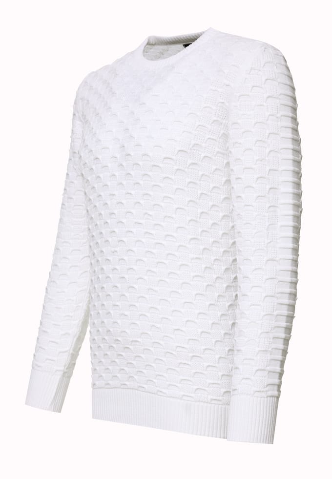Chunky patroon effen kleur trui met ronde hals
