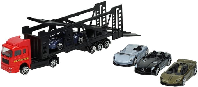 Die-cast Transporter met 4 auto's