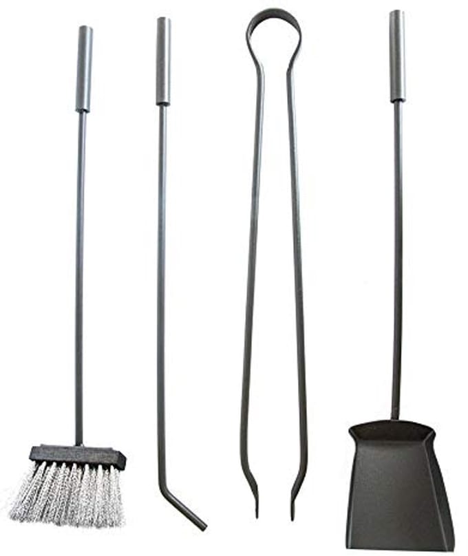 Schoorsteenaccessoireset voor open haard - modern smeedijzer design