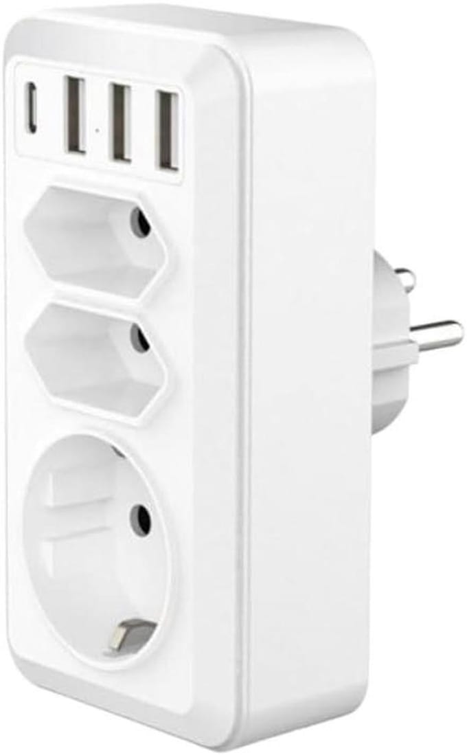 Stekkerdoos Camera - Bewakingsstekker - Ruimte Bewaken - Ultra HD 4K Wifi - 7 Poorten - Wit