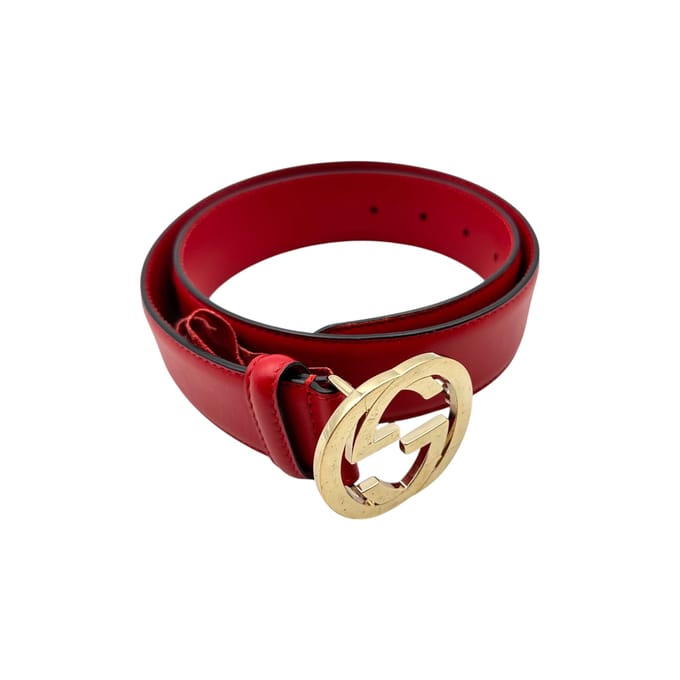 Gucci leren riem met in elkaar grijpende gesp