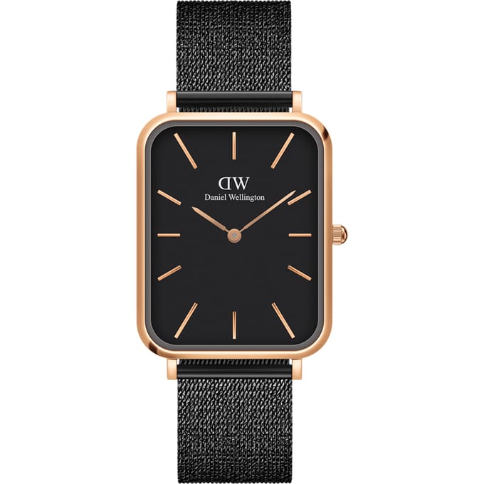 Daniel Wellington Quadro Pressed Sheffield Quartz Analoog Horloge Zwart Kast Gemaakt Van 100% Roestvrij Staal En Een Armband Van 100% Leer 26 DW00100467