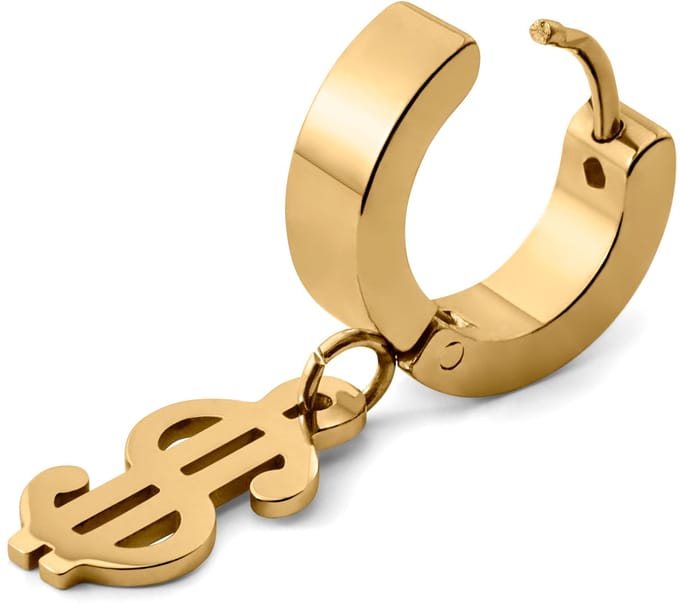 Floyd Goudkleurige Hoepeloorbel met Dollarhanger