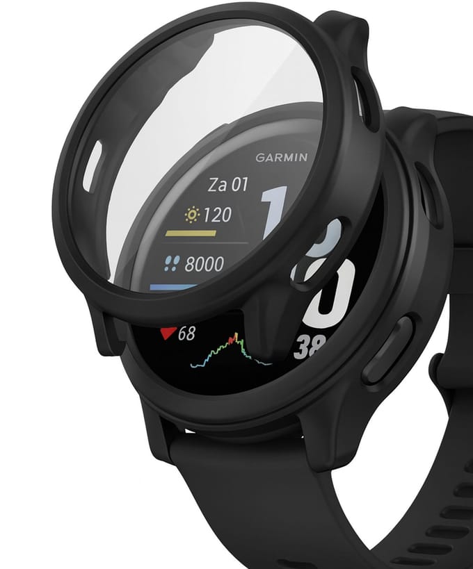 Hoesje + Screenprotector Garmin Venu 4 41 mm – Gehard Glas Cover + Shock Proof Case – Zwart
