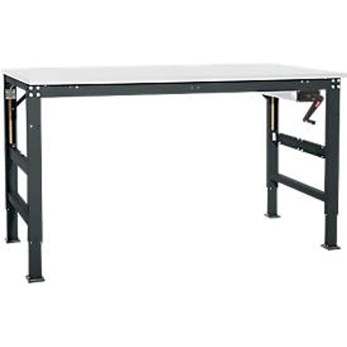 Werktafel Ergo K, met zwengel,  2500 x 800 mm, tafelblad melamine, antraciet