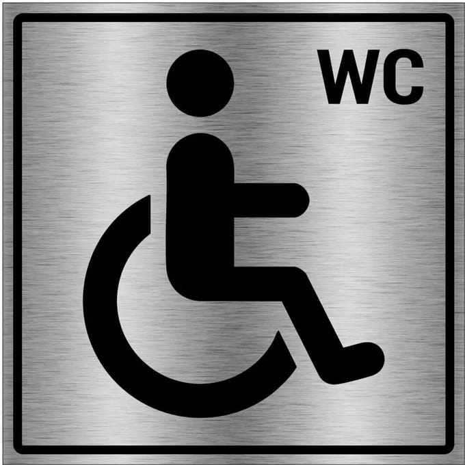 Invalide toilet bordje - gecoat brushed aluminium | 10 x 10 cm