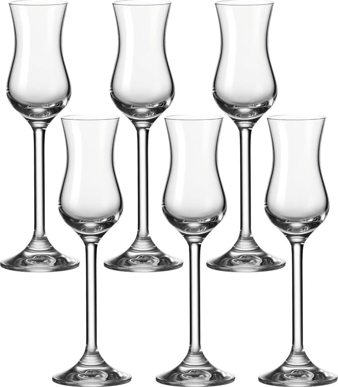 Robuuste Glazenset voor Grappa - 100 ml, 6-Delig, Vaatwasmachinebestendig en Schokbestendig