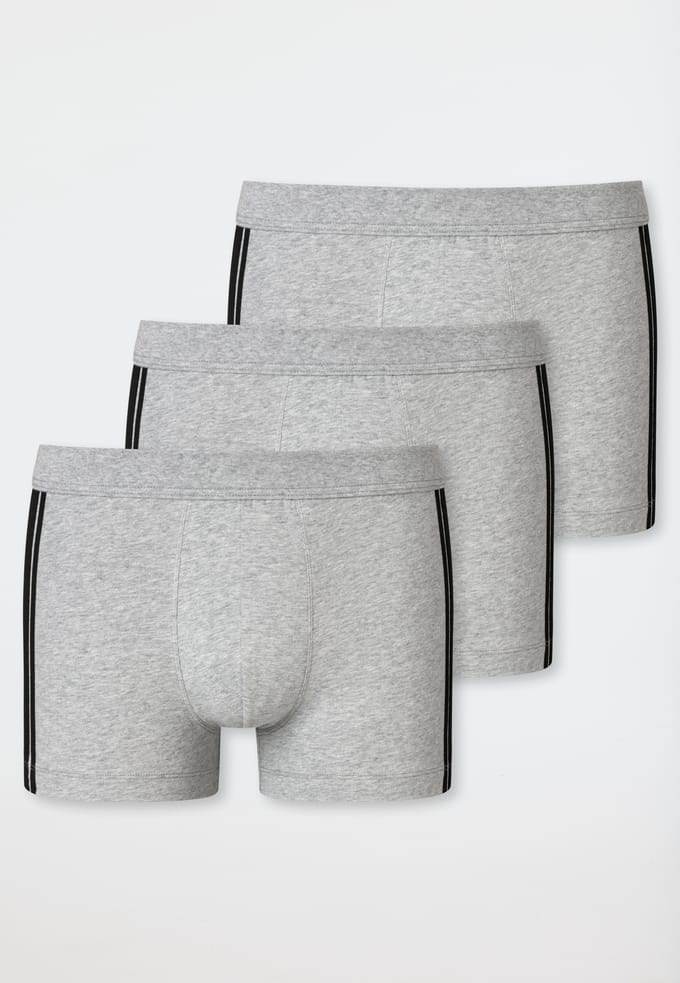 Shorts 3-pack biologisch katoen strepen grijs-gemêleerd - 95/5 4