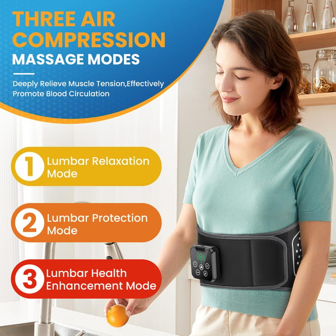 Elektrische Rugmassage Hot Compress Taille Massager met Controller Verwarming Vibratie Airbag Lendensteun Ontspannende Taille