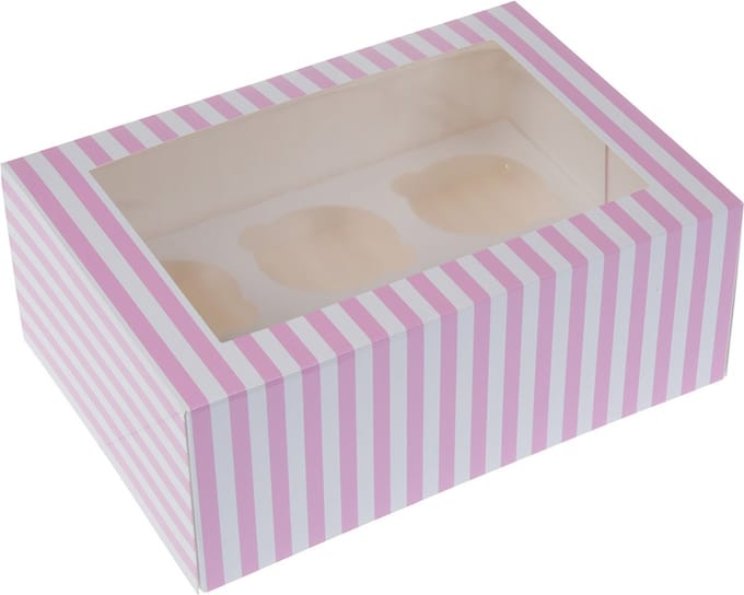 House of Marie Cupcake Doos 6 - Circus Roze - pk/2