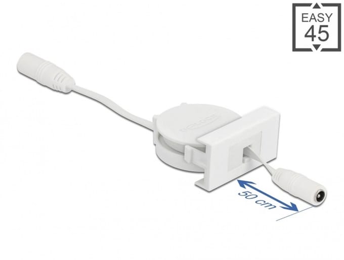 Delock Easy 45 Module Power Retractable Cable DC 5.5 x 2.1 mm female / female white