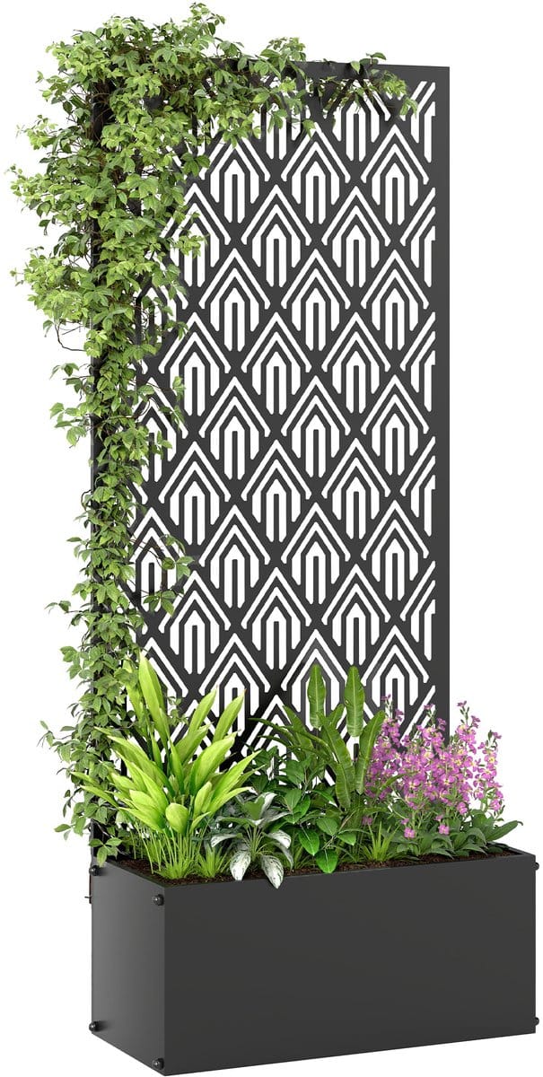 Outsunny Multifunctioneel tuinbed - Metaal - 45x21,5x110cm - Zwart