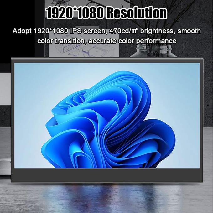 15,6 inch draagbare monitor IPS-scherm 1920 * 1080 resolutie 170 graden brede kijkhoek 60 Hz vernieuwen
