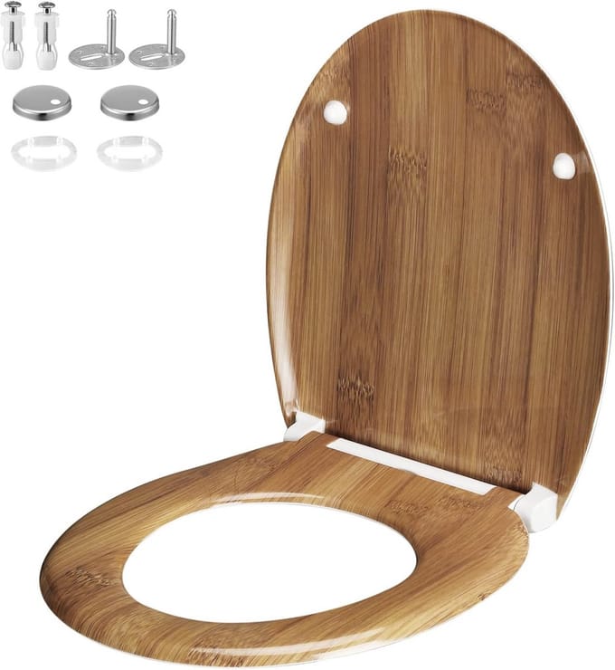 Wc Bril met Soft-Close Antibacterieel, Universele Pasvorm en Bamboe Design