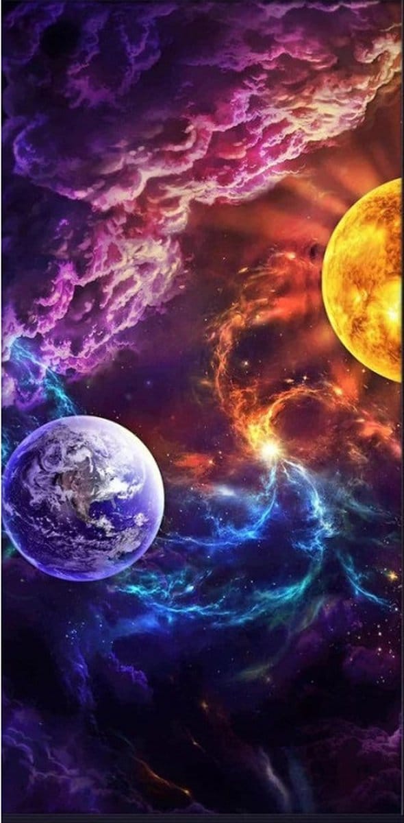 Diamond Painting Earth and Sun 30x60 cm vierkante steentjes