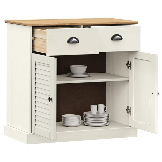 vidaXL - Dressoir - met - lades - VIGO - 78x40x75 - cm - massief - grenenhout - wit