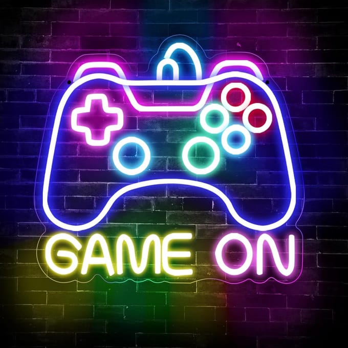 Neon Lamp - Game Controller - Wandlamp - LED - Speelkamer - Incl Haakjes