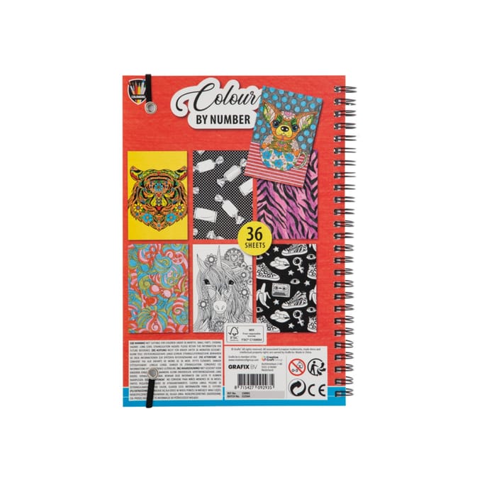 Grafix Color by Number Coloring Book with Crayons.
