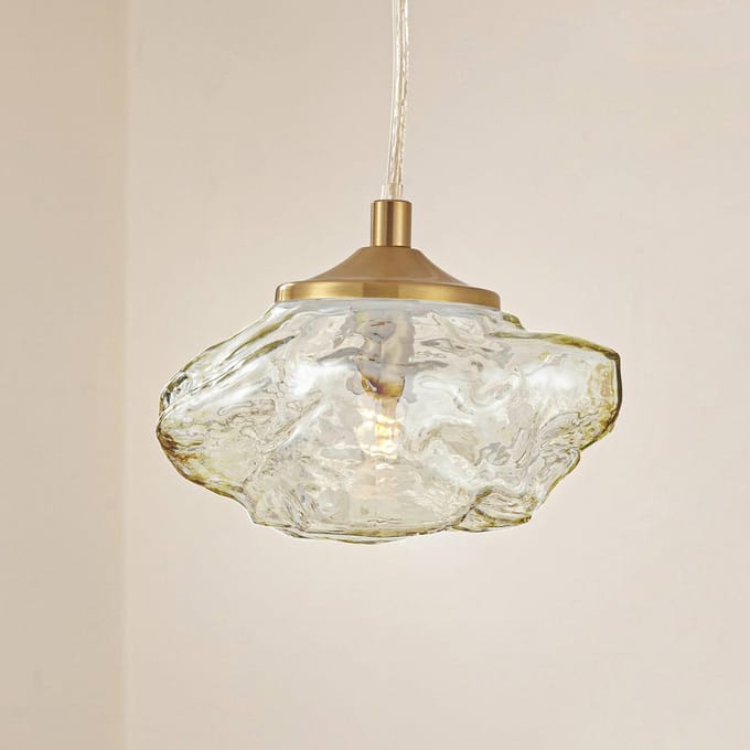Lindby - hanglamp - 1licht - Glas, ijzer - H: 8.5 cm - G9 - amber, messing