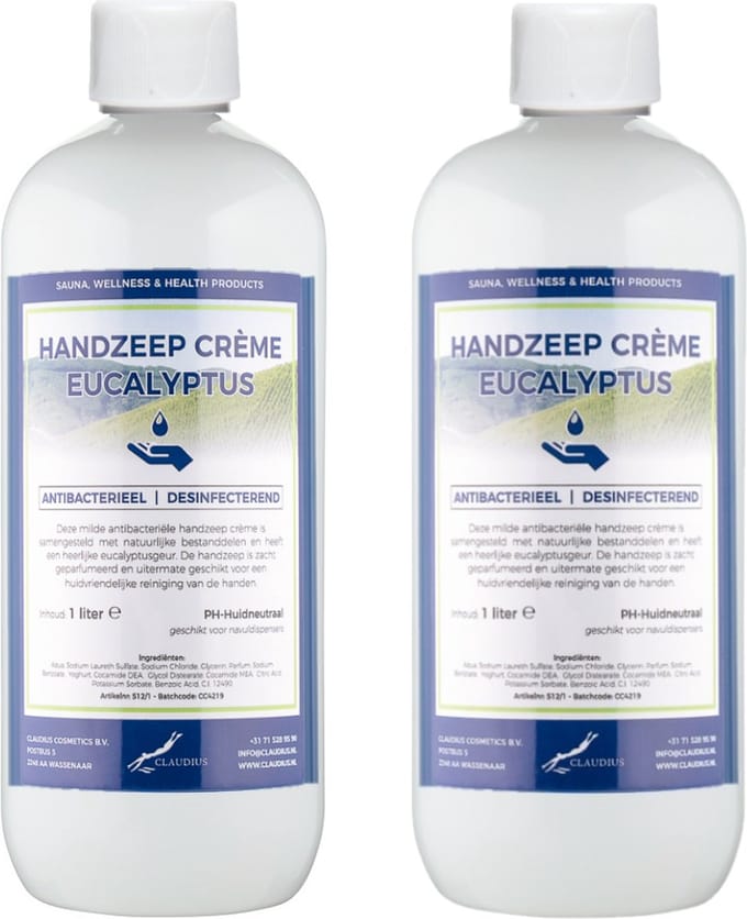 Handzeep Crème Eucalyptus 1 liter - set van 2 stuks