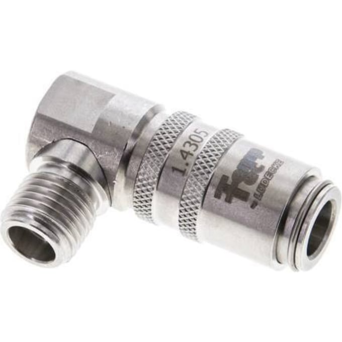 RVS DN 6 Tempereerkoppeling Snelkoppeling G 1/4 inch Buitendraad 90-deg