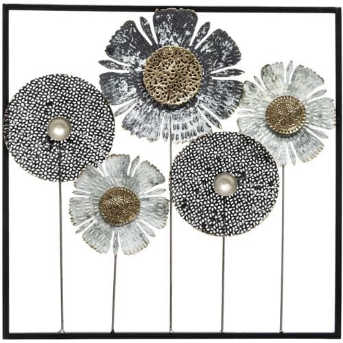 Atmosphera Metalen Wanddecoratie Fiore - 50 x 50 cm, Multikleur