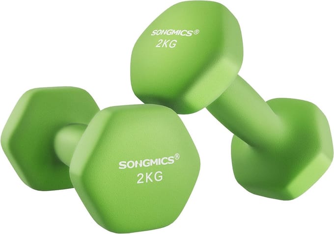 Dumbbell set van 2 in Groen met Vinyl Griphalters van 1,5 kg per stuk - Set van 2