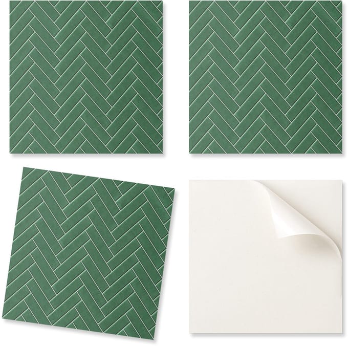 Decoratieve vinyl wandtegels met visgraatpatroon, 9x30x30 cm