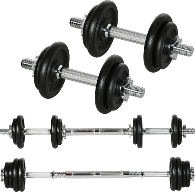 HOMCOM-Hantel-Set-Eisen-95L x 16B x 16H cm-Schwarz
