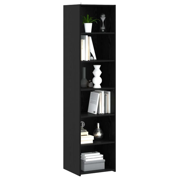 vidaXL - Dressoir - Zwart - eiken - 45 - x - 41 - x - 185 - cm - Bewerkt - hout