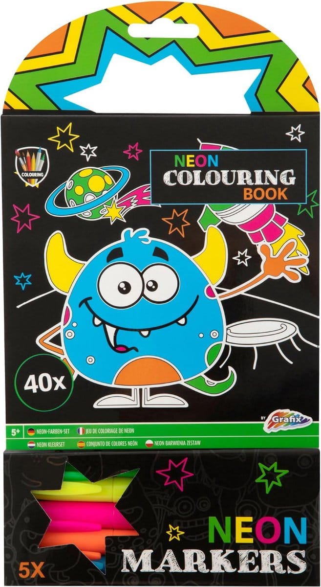 Kleurboek Neon met 5 Stiften - Raket