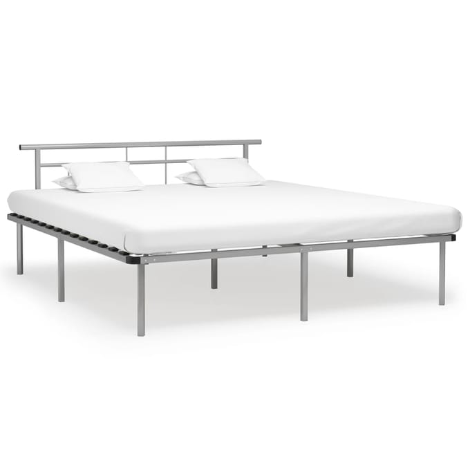 vidaXL - Bedframe - metaal - grijs - 200x200 - cm
